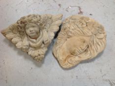A concrete wall pocket and a cherub wall pocket (2)