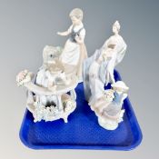 A Lladro figure of a girl at a balcony,