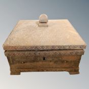 A quantity of steel and brass companion pieces and a steel casket.