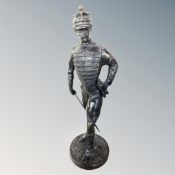 A contemporary patinated metal figure of a military officer,