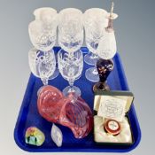 A Toye, Kenning and Spencer enamelled miniature trinket box, glass paperweight,