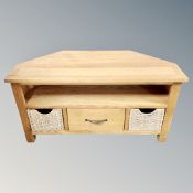 A contemporary oak entertainment stand