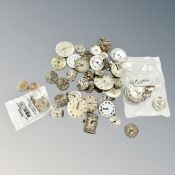 A large quantity of watch movements including Tudor, Garrard (3), Jaeger LeCoultre, Omega (5),
