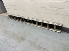 An aluminium extension ladder