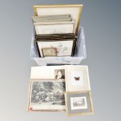 A group of pictures and prints including set of four botanical lithographs,