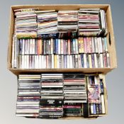 Two boxes of assorted DVDs,