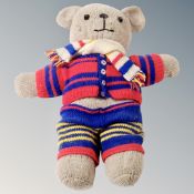 A mid 20h century knitted teddy bear