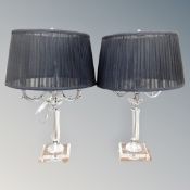 A pair of contemporary table lamps.