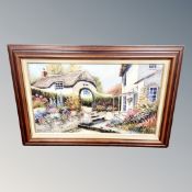 Dallas K Taylor, Walled garden with cottages beyond,