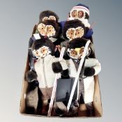 A box of six owl soft toys : fisherman, teacher,