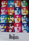 A psychedelic Beatles poster, star shaped Love Me Do red vinyl,