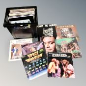 A box of vinyl LP records and singles : The Seekers, Sister Sledge,