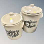 Two glazed stone ware bread bins