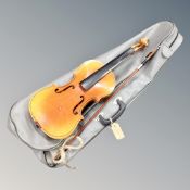 A Lark violin in bow in carry bag CONDITION REPORT: As found.