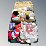 Two luggage cases of wool