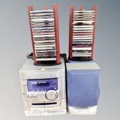 A Sharp 3 disk rotary changer hi/fi system with leads and remote,