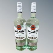 Two x Bacardi White Rum, each bottle 1 litre.