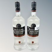 Two x Russian Standard Vodka, each bottle 1 litre.