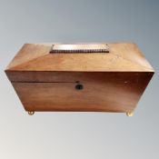 A 19th century mahogany sarcophagus tea caddy