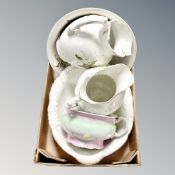 Two Victorian wash jugs with basins and a chamber pot