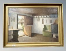 Poul Ronne : Cottage interior, oil on canvas,