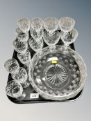 A tray of crystal, glasses,