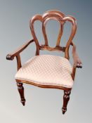 A reproduction Victorian style armchair width 65 cm