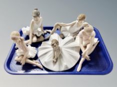 Three Nao and two Leonardo Collection figures of seated ballet dancers CONDITION REPORT: