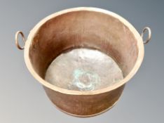 A 19th century copper twin-handled log bin,