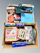 Two boxes of vintage toys and games.