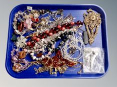 A tray of named costume necklaces etc including Danish design Pilgrim,