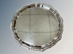 A Lindisfarne silver salver, Reid & Sons, Sheffield 1975, diameter 27cm.