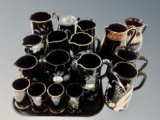 A collection of antique Ridgeway Jet ware