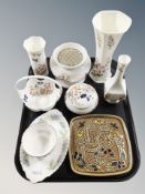 A Danish sweetheart wall plaque, Richmond sugar basin and dish,