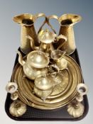 A tray of brass plaques,