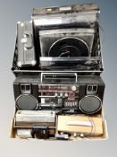 Two crates of DAB and transistor radio, Walkmans,