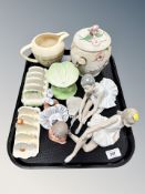 A tray of Nao and Nadal figures, Wade whisky jug, Maling,