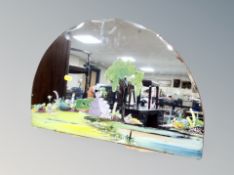 A 1930's hand painted frameless bevelled mirror