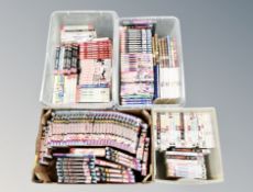 Five boxes of Japanese Anime paper backed books and figures