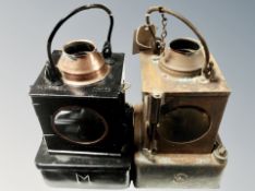 Two vintage LNER signalling lamps