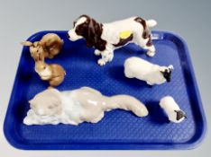 Animal ornaments including Goebel setter, Beswick ram,