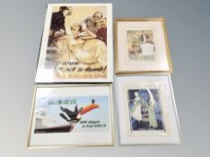 A Careless talk costs lives poster together with three further advertising posters,