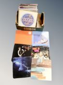 A box of vinyl records, Joni Mitchell, Soul music, Dire Straits, The Beatles,