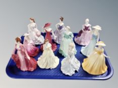 Eleven Coalport Debutante figures