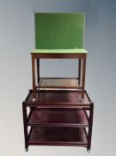 A 20th century two tier turnover top card table trolley and a serving trolley