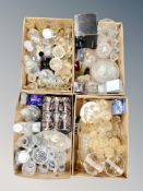 Four boxes of glass, decanters,