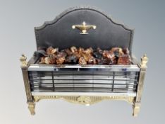 An electric fire with coloured glass coals