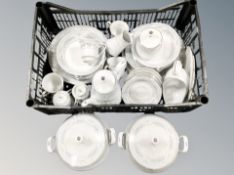 A crate of Crown Ming china tea and dinner ware