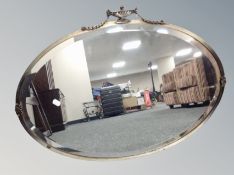 A chrome framed Art Deco bevelled mirror