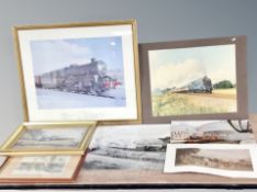 A group of pictures and prints all relating to steam locomotives and railways